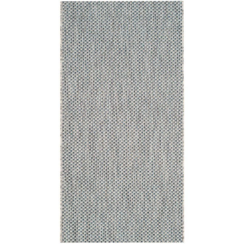 SAFAVIEH Courtyard Gray/Navy Doormat 3 ft. x 5 ft. Solid Indoor/Outdoor Patio Area Rug CY8521-36812-3