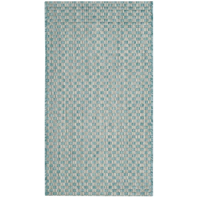 SAFAVIEH Courtyard Light Blue/Light Gray Doormat 2 ft. x 4 ft. Solid Indoor/Outdoor Patio Area Rug CY8653-37121-2