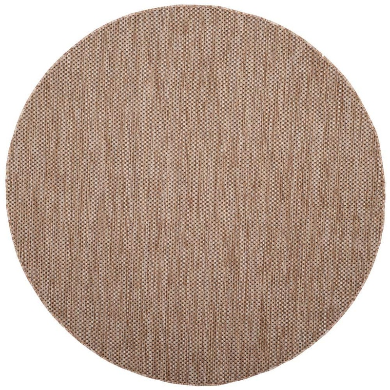 SAFAVIEH Courtyard Natural/Black 7 ft. x 7 ft. Round Solid Indoor/Outdoor Patio  Area Rug CY8521-37312-7R