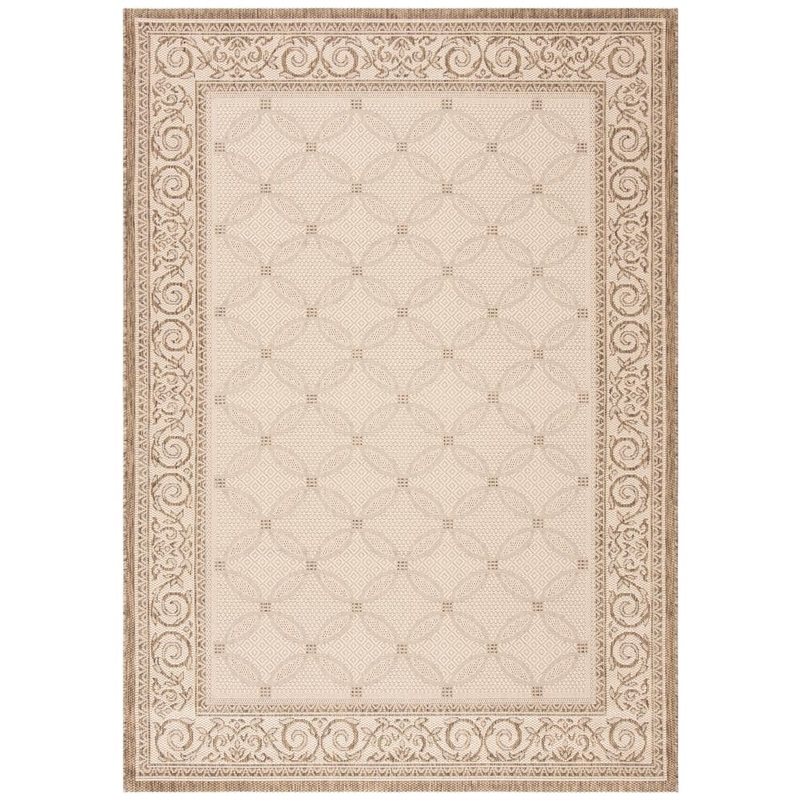 SAFAVIEH Courtyard Natural/Brown 5 ft. x 8 ft. Border Indoor/Outdoor Patio  Area Rug CY1502-3001-5