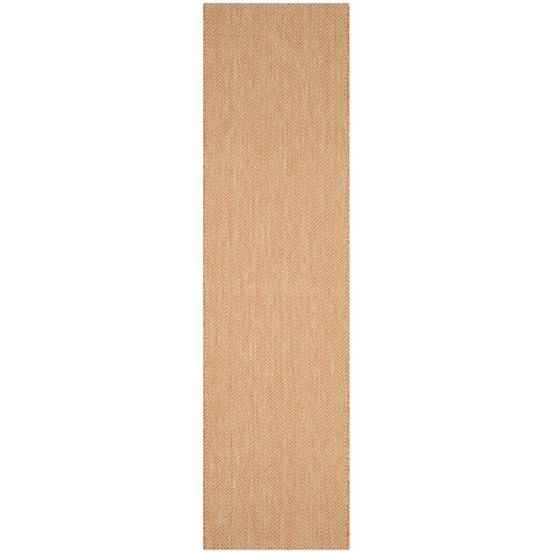 SAFAVIEH Courtyard Natural/Cream 2 ft. x 14 ft. Solid Chevron Indoor/Outdoor Patio  Runner Rug CY8022-03012-214