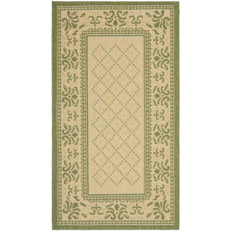 SAFAVIEH Courtyard Natural/Olive Doormat 2 ft. x 4 ft. Border Indoor/Outdoor Patio Area Rug CY0901-1E01-2