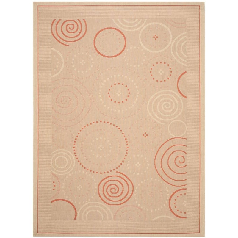 SAFAVIEH Courtyard Natural/Terracotta 5 ft. x 8 ft. Border Indoor/Outdoor Patio  Area Rug CY1906-3201-5