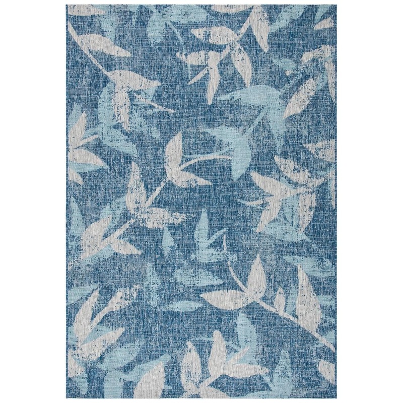 SAFAVIEH Courtyard Navy/Blue 8 ft. x 10 ft. Distressed Leaf Indoor/Outdoor Patio Area Rug CY8841-36821-810