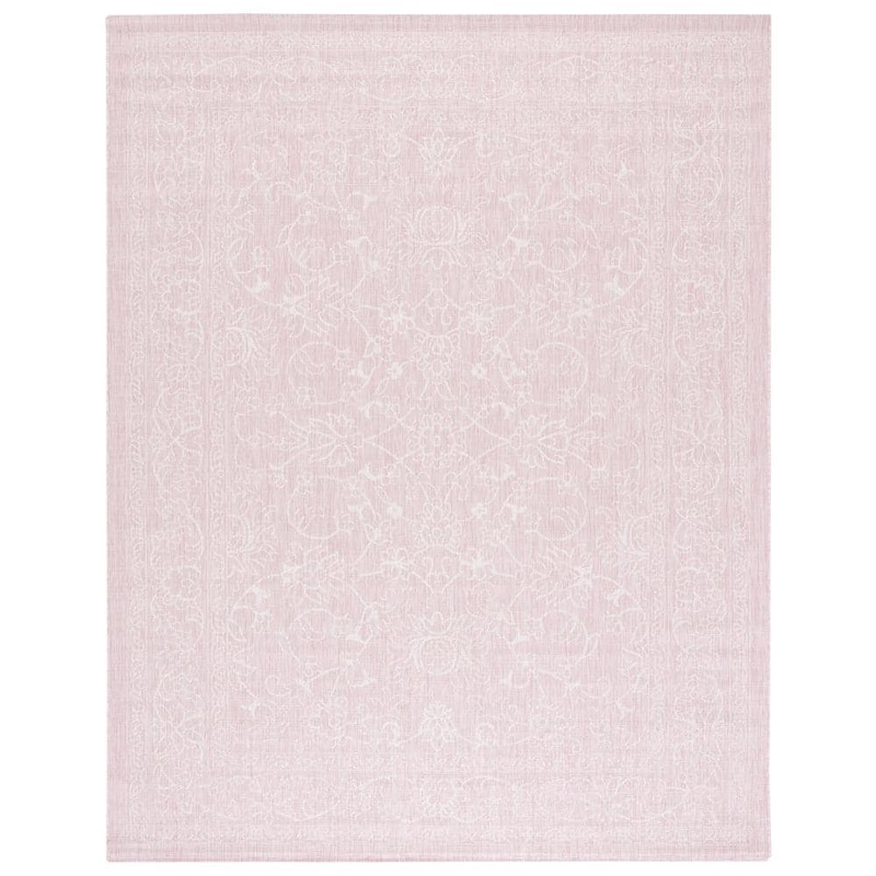 SAFAVIEH Courtyard Pink/Ivory 8 ft. x 10 ft. Soft Border Floral Scroll Indoor/Outdoor Area Rug CY8680-56221-8
