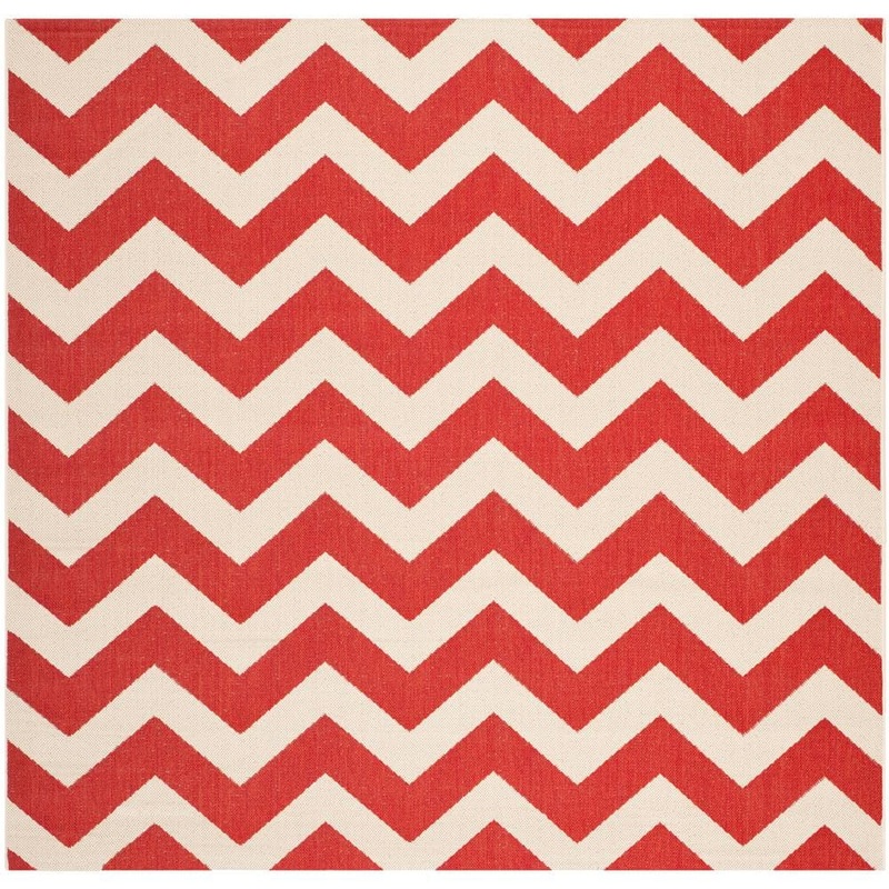 SAFAVIEH Courtyard Red 7 ft. x 7 ft. Square Geometric Indoor/Outdoor Patio  Area Rug CY6244-248-7SQ