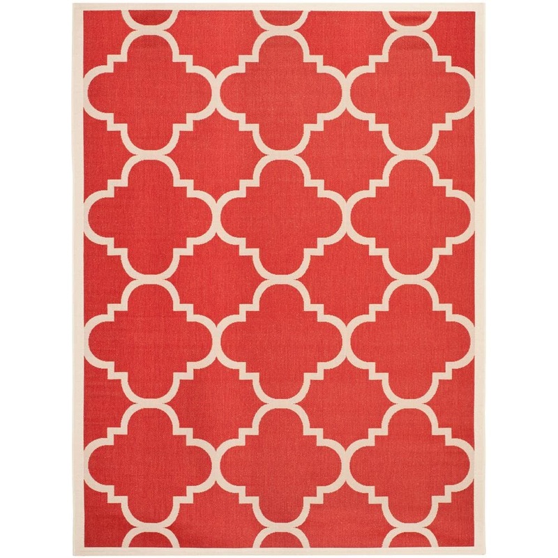 SAFAVIEH Courtyard Red 8 ft. x 11 ft. Geometric Indoor/Outdoor Patio  Area Rug CY6243-248-8