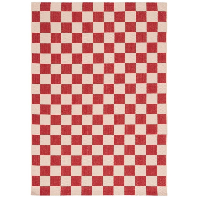 SAFAVIEH Courtyard Red/Beige Doormat 3 ft. x 5 ft. Checkered Indoor/Outdoor Area Rug CY6442-23821-3