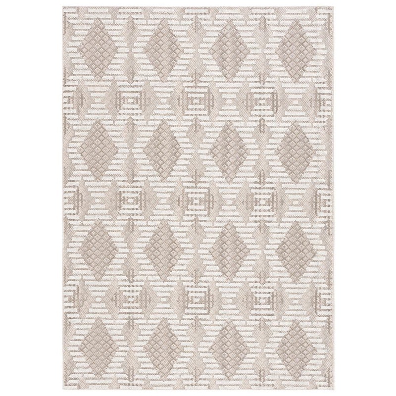 SAFAVIEH Global 8 ft. x 10 ft. Beige/Ivory High-Low Diamond Modern Area Rug GLB420B-8