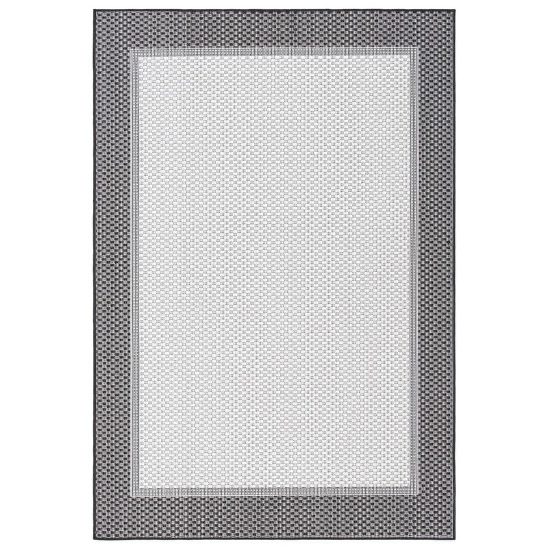 SAFAVIEH Martha Stewart Ivory/Charcoal 9 ft. x 12 ft. Border Geometric Indoor/Outdoor Patio  Area Rug MSRO386H-9