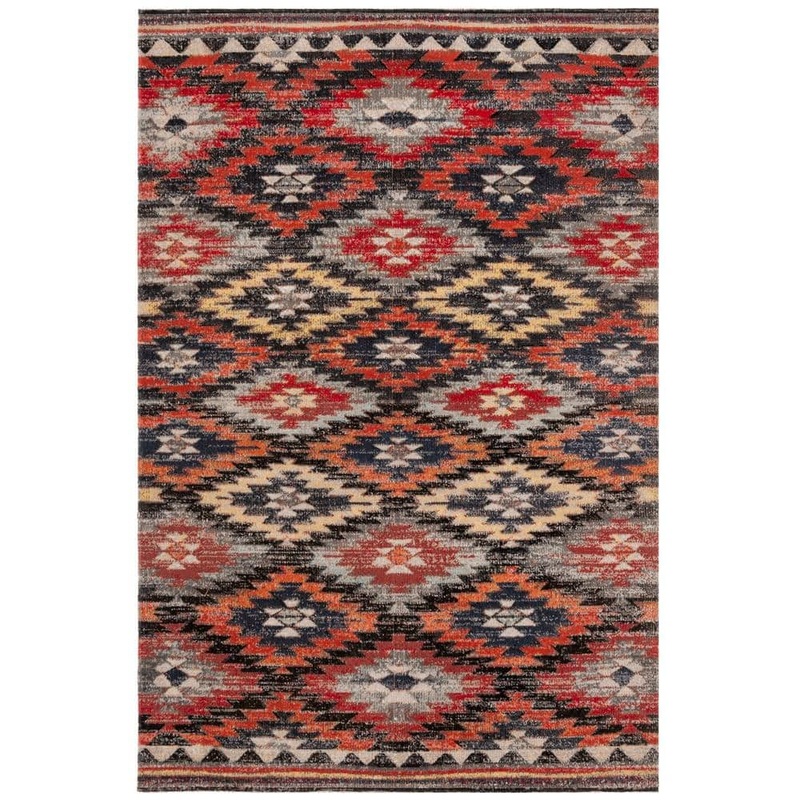 SAFAVIEH Montage Rust/Multi 6 ft. x 9 ft. Geometric Indoor/Outdoor Patio  Area Rug MTG246P-6
