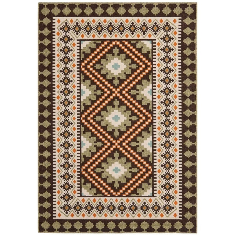 SAFAVIEH Veranda Brown/Terracotta 5 ft. x 8 ft. Border Indoor/Outdoor Patio  Area Rug VER099-0725-5