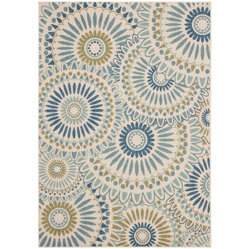 SAFAVIEH Veranda Cream/Green 7 ft. x 10 ft. Floral Indoor/Outdoor Patio  Area Rug VER091-0614-6