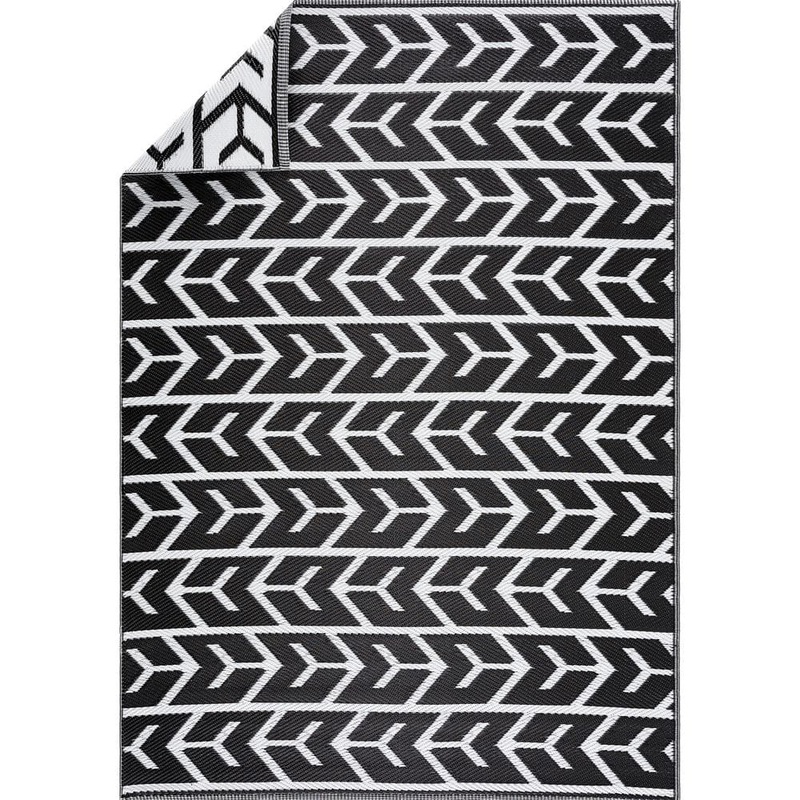PLAYA RUG Amsterdam Black White 6 ft. x 9 ft. Modern Reversible Recycled Plastic Indoor/Outdoor Area Rug-Floor Mat PLY-AMS-B&W-6X9