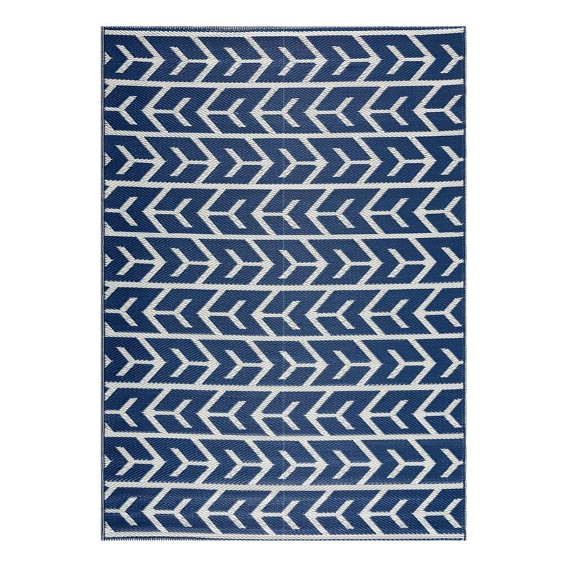 PLAYA RUG Amsterdam Navy and Creme 5 ft. x 7 ft. Folded Reversible Recycled Plastic Indoor/Outdoor Area Rug-Floor Mat PLY-F-AMS-NC-5X7