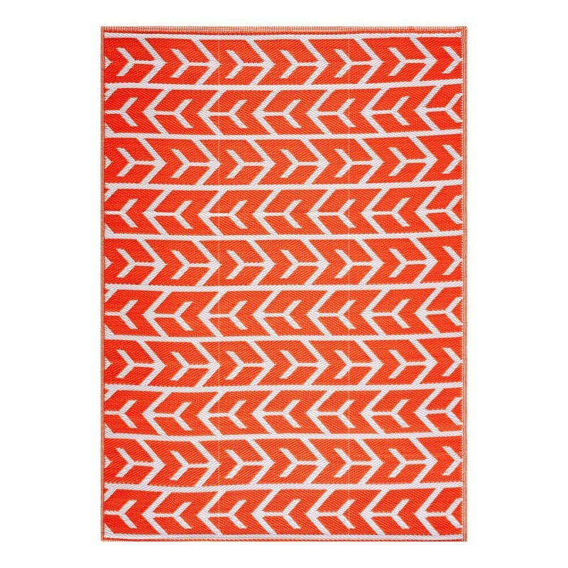 PLAYA RUG Amsterdam Orange and White 9 ft. x 12 ft. Folded Reversible Recycled Plastic Indoor/Outdoor Area Rug-Floor Mat PLY-F-AMS-OW-9X12