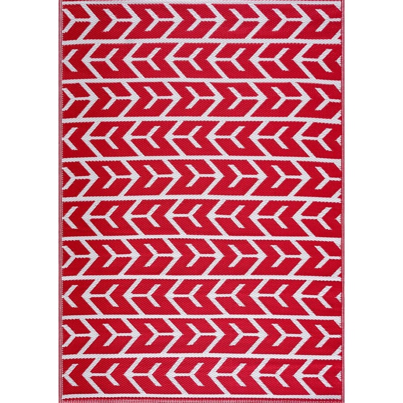 PLAYA RUG Amsterdam Red White 8 ft. x 10 ft. Modern Reversible Recycled Plastic Indoor/Outdoor Area Rug-Floor Mat PLY-AMS-R&W-8X10