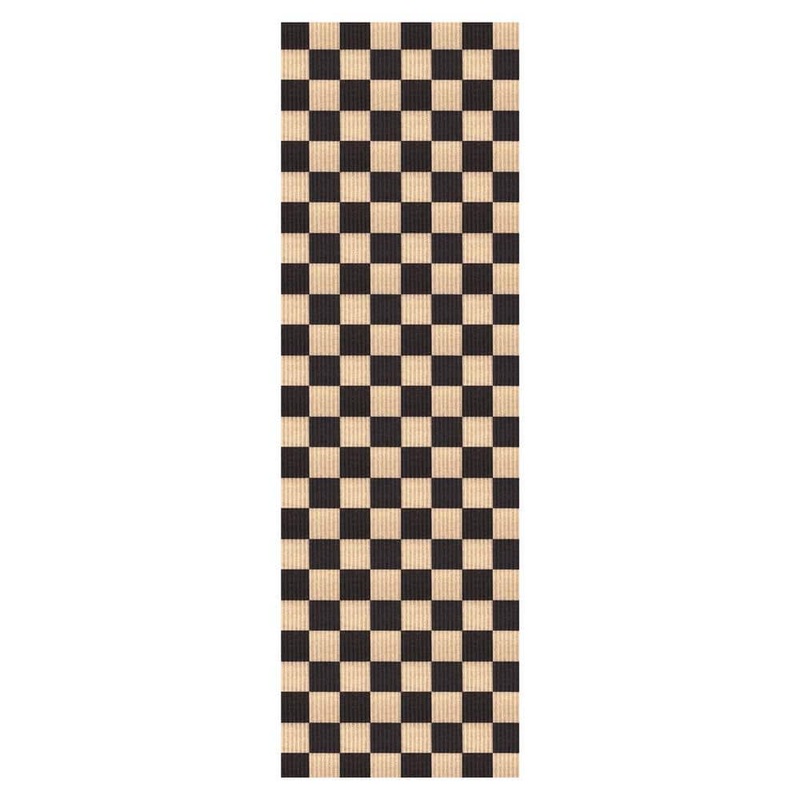 PLAYA RUG Heavey Duty Checkered Black and Beige 31 in. W x 45 ft. L Indoor/Outdoor Runner Rug DAM-BLK-31X45
