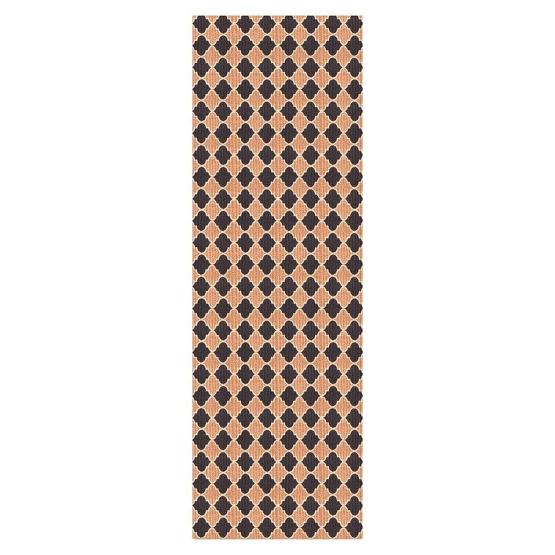 PLAYA RUG Heavy Duty Black and Beige 31 in. W x 42 ft. L Indoor/Outdoor Trellis Runner Rug TRL-BLK-31X42