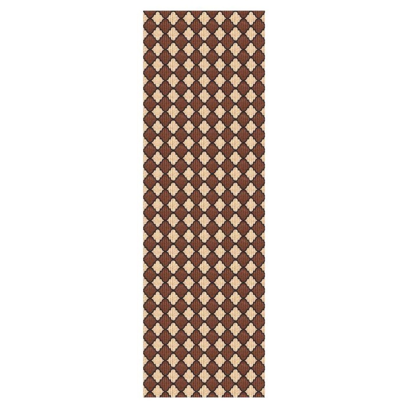 PLAYA RUG Heavy Duty Brown and Beige and Black 36 in. W x 27 ft. L Indoor/Outdoor Trellis Runner Rug TRL-BRW-36X27
