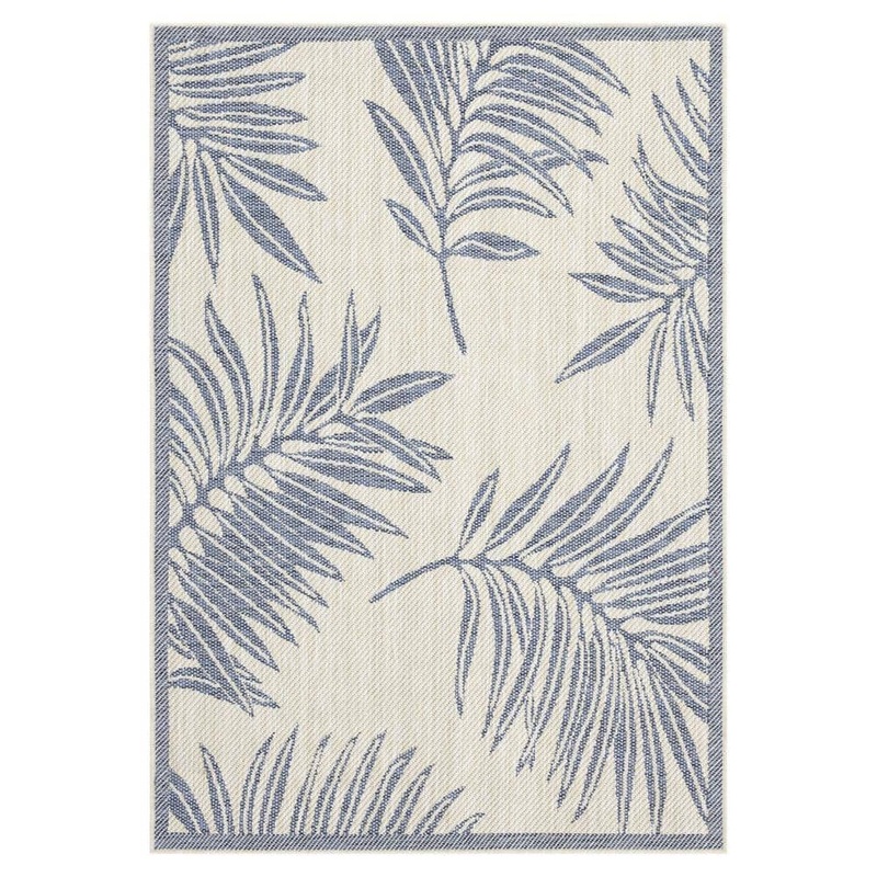 PLAYA RUG Liana Ivory and Blue 8 ft. x 10 ft. Indoor/Outdoor Area Rug LIA-BLUE-8X10