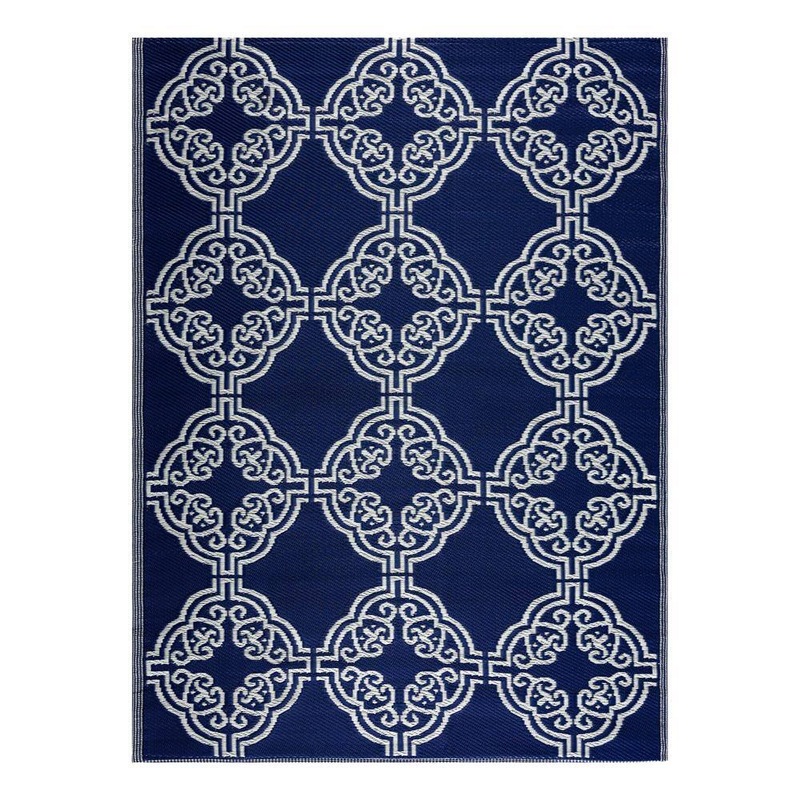 PLAYA RUG Marrakech Navy Creme 5 ft. x 7 ft. Reversible Recycled Plastic Indoor/Outdoor Area Rug-Floor Mat MRCH-N&C-5X7