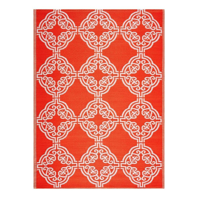 PLAYA RUG Marrakech Orange White 8 ft. x 10 ft. Reversible Recycled Plastic Indoor/Outdoor Area Rug-Floor Mat MRCH-O&W-8X10