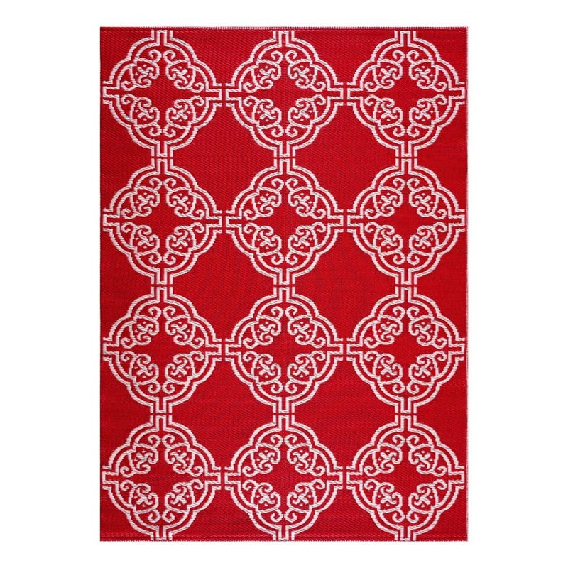 PLAYA RUG Marrakech Red White 6 ft. x 9 ft. Reversible Recycled Plastic Indoor/Outdoor Area Rug-Floor Mat MRCH-R&W-6X9
