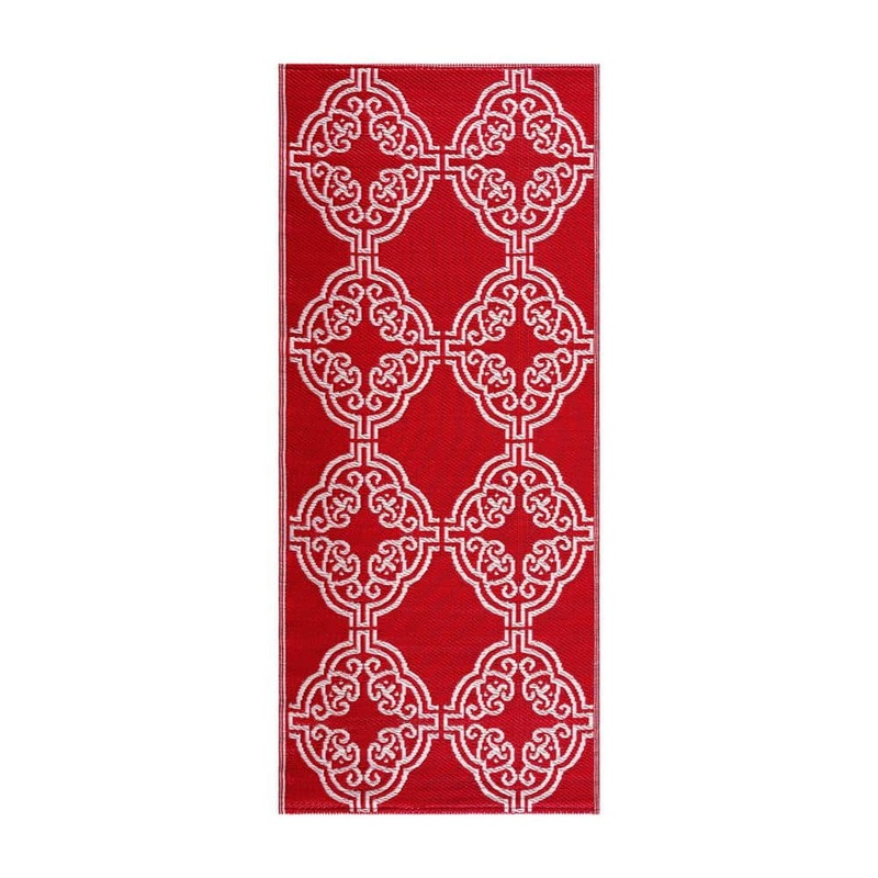 PLAYA RUG Marrakesh Red White 2 ft. 3 in. x 6 ft. Reversible Recycled Plastic Indoor/Outdoor Area Rug PLY-MARW-2X6