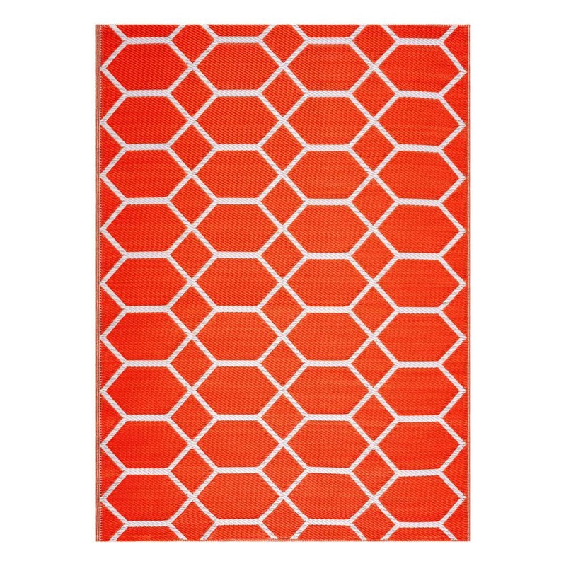 PLAYA RUG Miami Orange White 6 ft. x 9 ft. Reversible Recycled Plastic Indoor/Outdoor Area Rug MIA-O&W-6X9