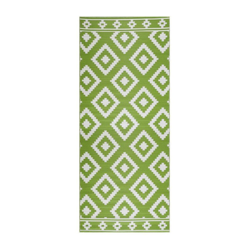 PLAYA RUG Milan Green Creme 2 ft. 3 in. x 6 ft. Reversible Recycled Plastic Indoor/Outdoor Area Rug PLY-MLN-GC-2X6