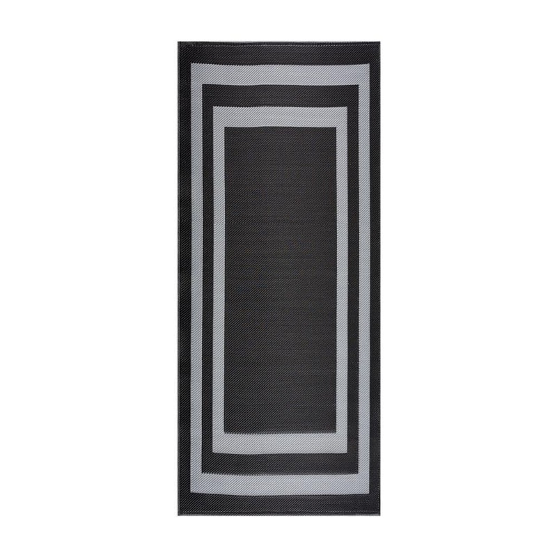 PLAYA RUG Paris Black Gray 2 ft. 3 in. x 6 ft. Reversible Recycled Plastic Indoor/Outdoor Area Rug PLY-PRS-BG-2X6