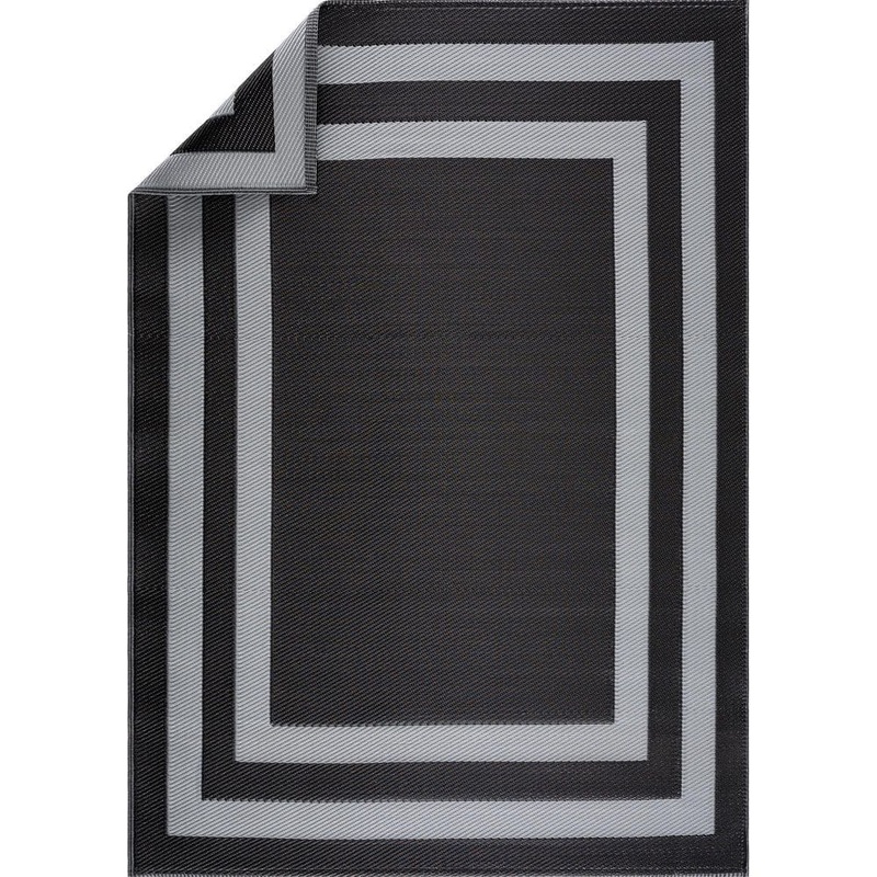 PLAYA RUG Paris Black Gray 6 ft. x 9 ft. Reversible Recycled Plastic Indoor/Outdoor Area Rug-Floor Mat Z-PRS-BG-6X9