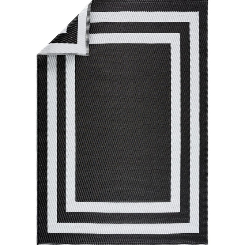 PLAYA RUG Paris Black White 6 ft. x 9 ft. Reversible Recycled Plastic Indoor/Outdoor Area Rug-Floor Mat Z-PRS-BW-6X9