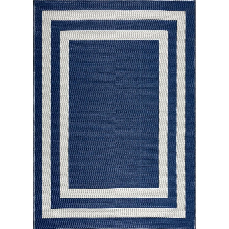 PLAYA RUG Paris Navy and Creme 6 ft. x 9 ft. Folded Reversible Recycled Plastic Indoor/Outdoor Area Rug-Floor Mat PLY-F-PRS-NC-6X9