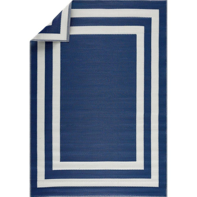 PLAYA RUG Paris Navy Creme 6 ft. x 9 ft. Reversible Recycled Plastic Indoor/Outdoor Area Rug-Floor Mat Z-PRS-NC-6X9