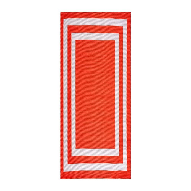 PLAYA RUG Paris Orange White 2 ft. 3 in. x 6 ft. Reversible Recycled Plastic Indoor/Outdoor Area Rug PLY-PRS-OW-2X6