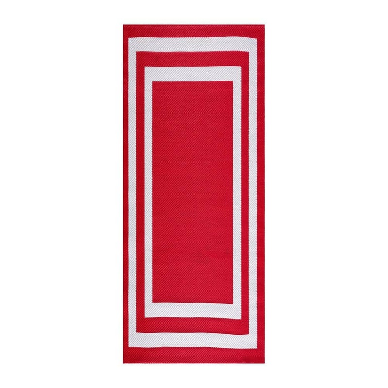 PLAYA RUG Paris Red White 2 ft. 3 in. x 6 ft. Reversible Recycled Plastic Indoor/Outdoor Area Rug PLY-PRS-RW-2X6