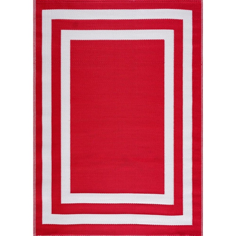 PLAYA RUG Paris Red White 6 ft. x 9 ft. Modern Plastic Indoor/Outdoor Area Rug PLY-PRS-R&W-6X9