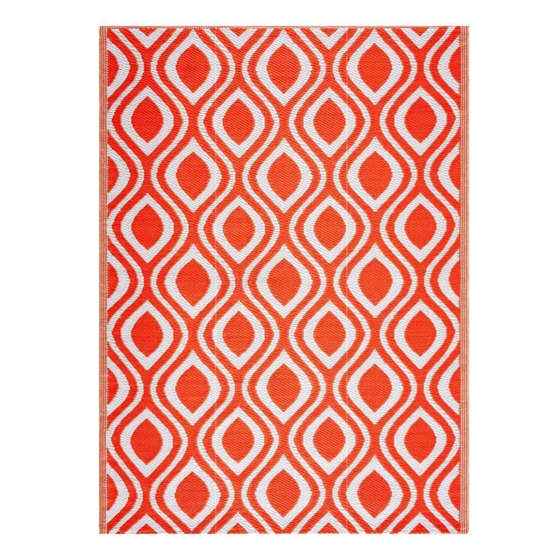 PLAYA RUG Venice Orange and White 6 ft. x 9 ft. Folded Reversible Recycled Plastic Indoor/Outdoor Area Rug-Floor Mat PLY-F-VNC-OW-6X9