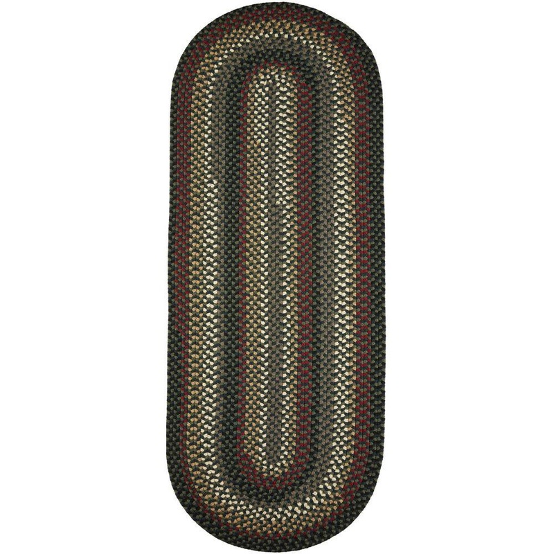 Rhody Rug Country Medley Spruce Green Multi 2 ft. x 8 ft. Indoor/Outdoor Braided Runner Rug CM23R024X096