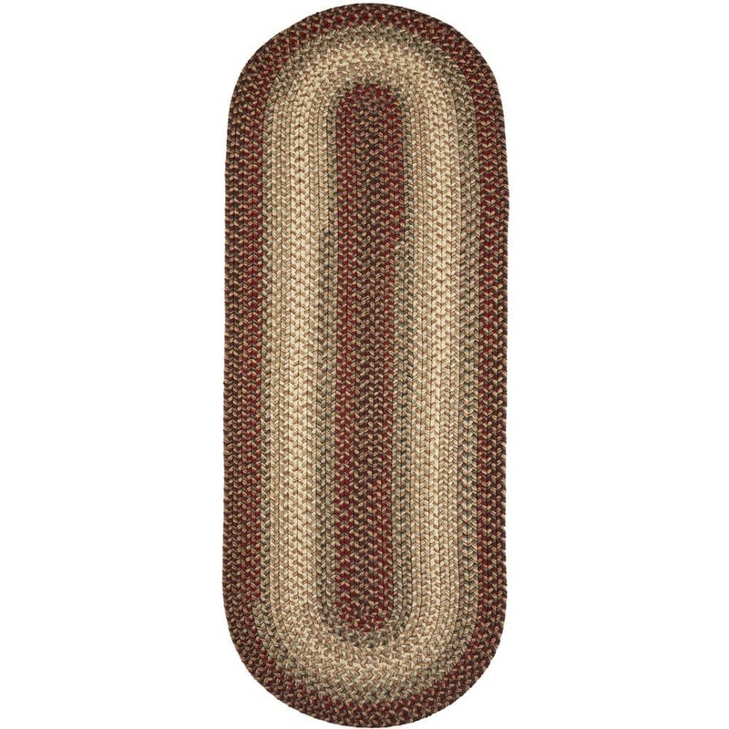 Rhody Rug Ombre Spanish Red 2 ft. x 8 ft. Indoor/Outdoor Braided Runner Rug OM73R024X096