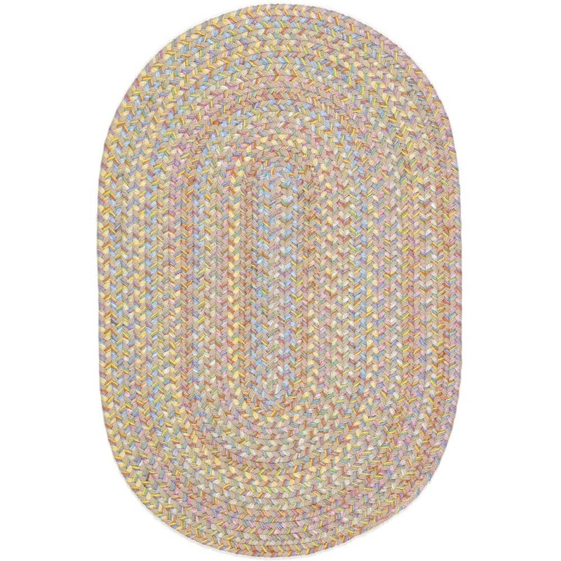 Rhody Rug Play Date Sand Beige Multi 2 ft. x 4 ft. Oval Indoor/Outdoor Braided Area Rug PD03R024X048