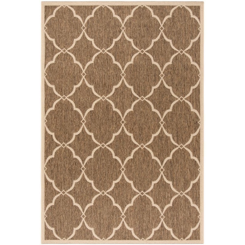 SAFAVIEH Beach House Beige/Cream Doormat 2 ft. x 4 ft. Trellis Geometric Indoor/Outdoor Area Rug BHS125D-24