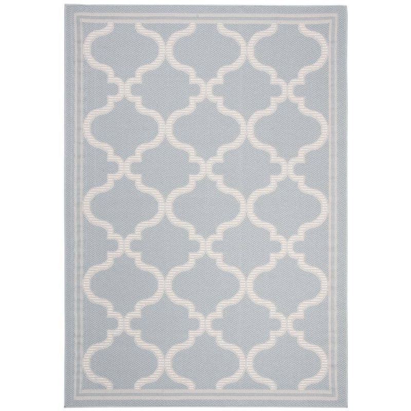 SAFAVIEH Bermuda Light Blue/Ivory 4 ft. x 6 ft. Geometric Indoor/Outdoor Patio  Area Rug BMU810M-4