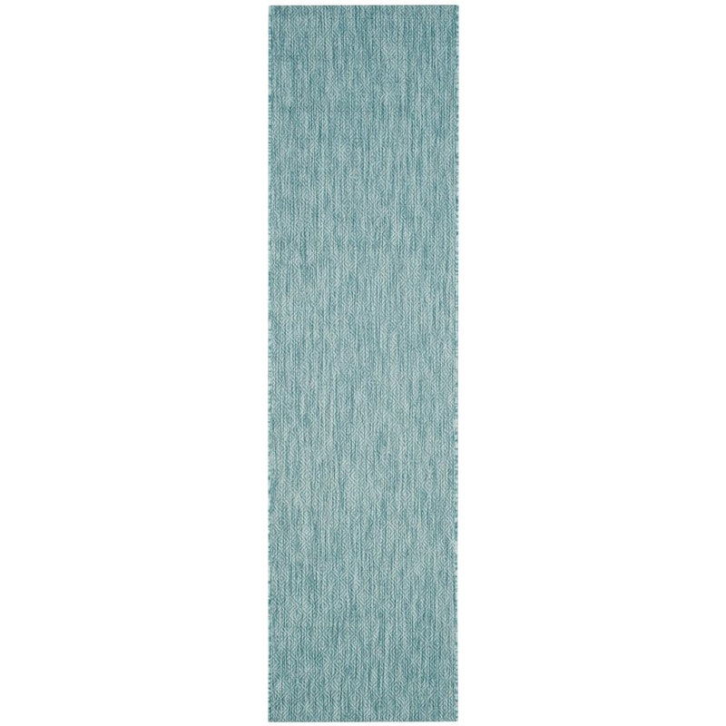 SAFAVIEH Courtyard Aqua 2 ft. x 7 ft. Solid Indoor/Outdoor Patio  Runner Rug CY8520-37122-27