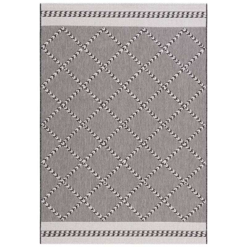 SAFAVIEH Courtyard Black/Ivory 9 ft. x 12 ft. Border Diamond Indoor/Outdoor Area Rug CY8234-537-9