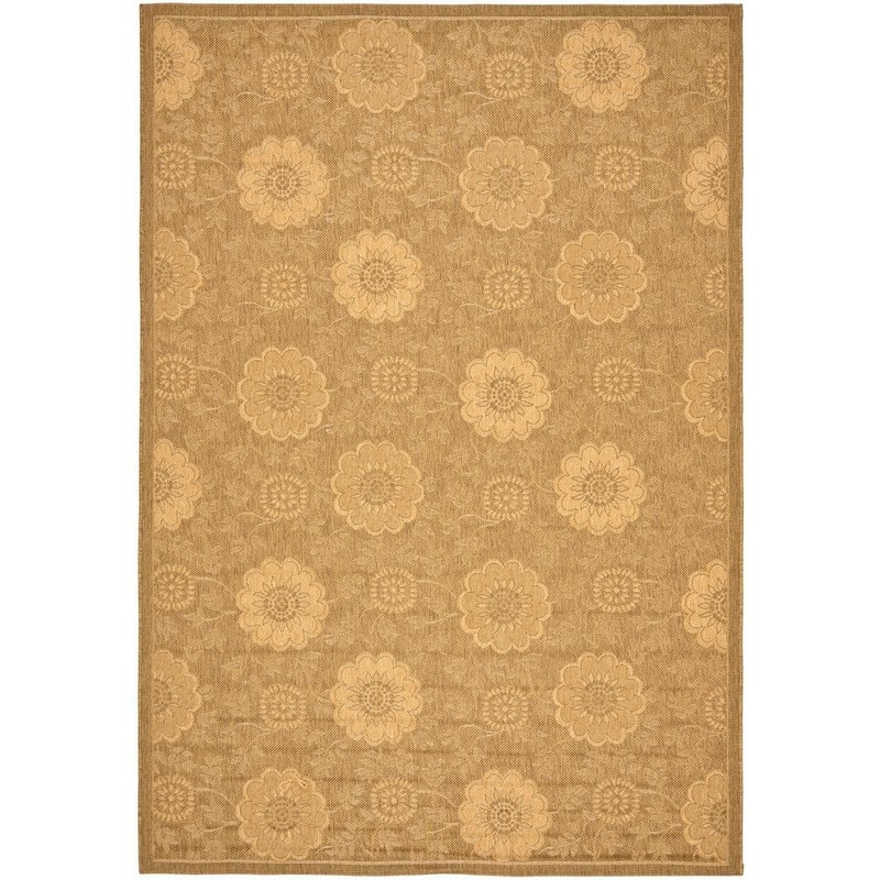 SAFAVIEH Courtyard Gold/Natural 5 ft. x 8 ft. Border Indoor/Outdoor Patio  Area Rug CY6948-49-5
