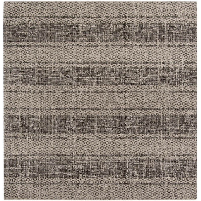 SAFAVIEH Courtyard Light Gray/Black 7 ft. x 7 ft. Square Geometric Indoor/Outdoor Patio  Area Rug CY8736-37612-7SQ