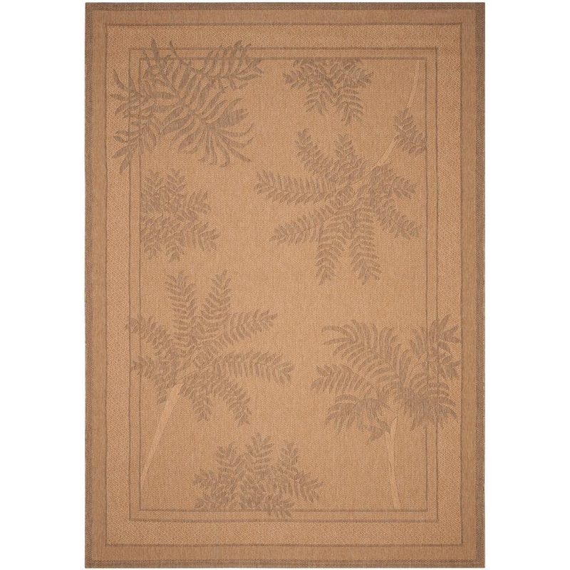 SAFAVIEH Courtyard Natural/Gold 7 ft. x 10 ft. Border Indoor/Outdoor Patio  Area Rug CY6683-39-6